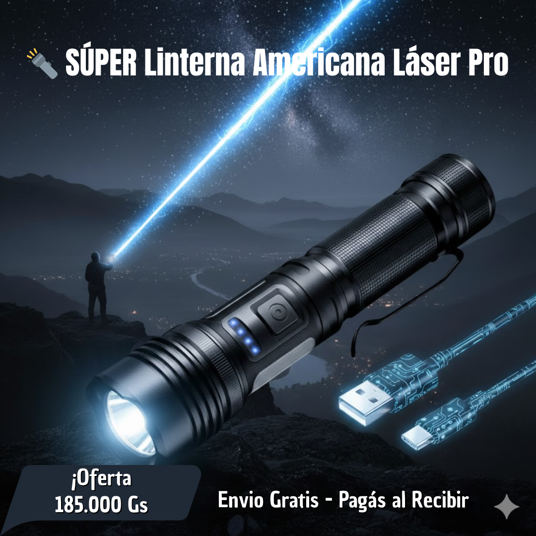 🔦 Linterna AMERICANA LÁSER PRO ¡Alumbra como si fuera de día!...