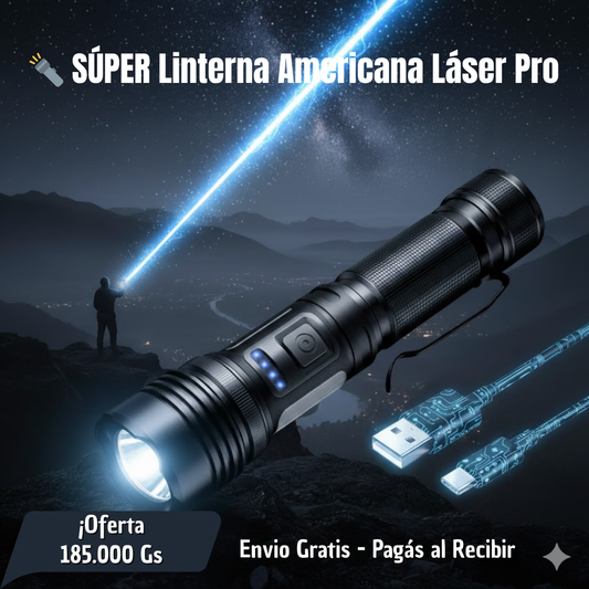 🔦 Linterna AMERICANA LÁSER PRO ¡Alumbra como si fuera de día!...